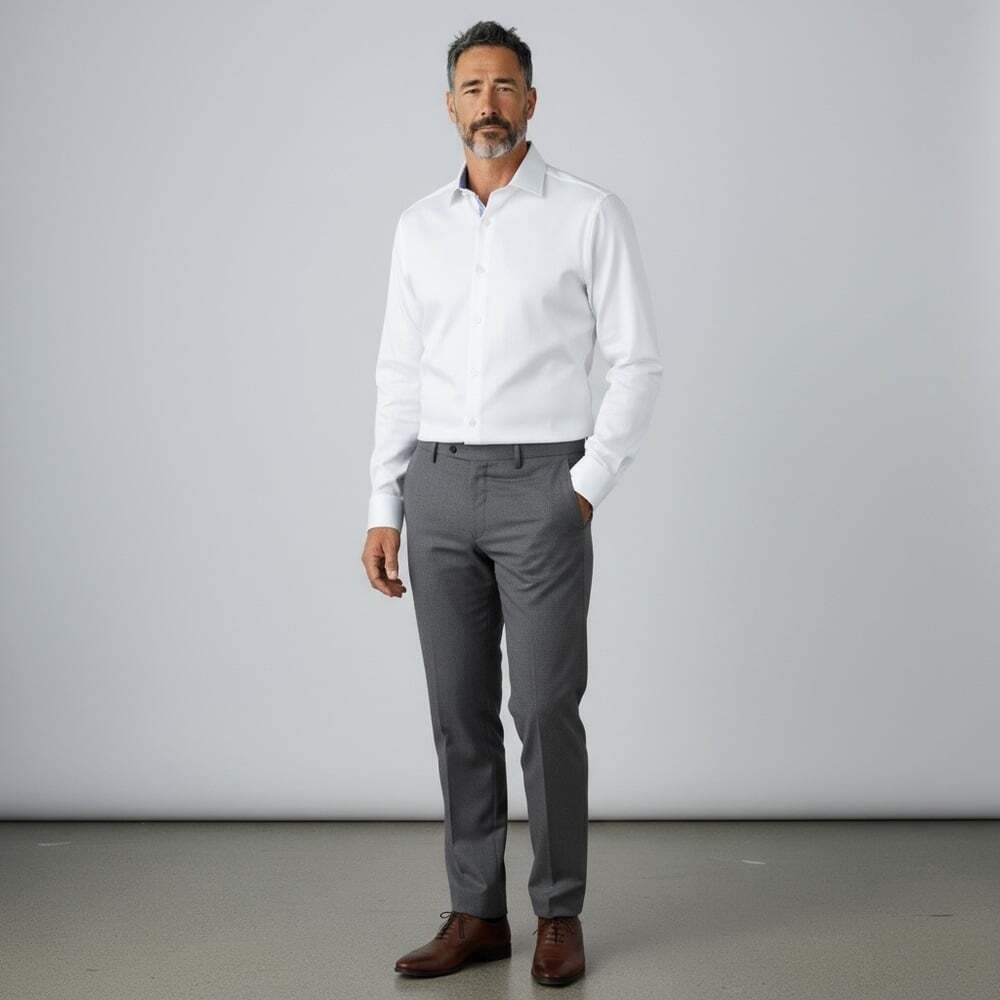 Daniel Hechter White Dress Shirt Medium 32/33 Non Iron Classic Fit Businesscore